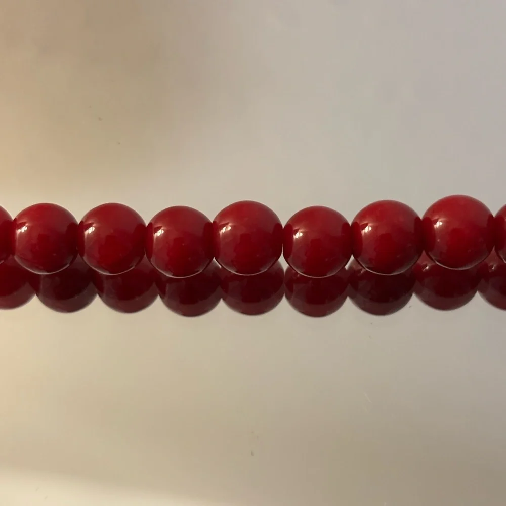 Elegant Red Quartzite Beaded Necklace with Coffee Obsidian and Silver Accents - Picture 6 of 11